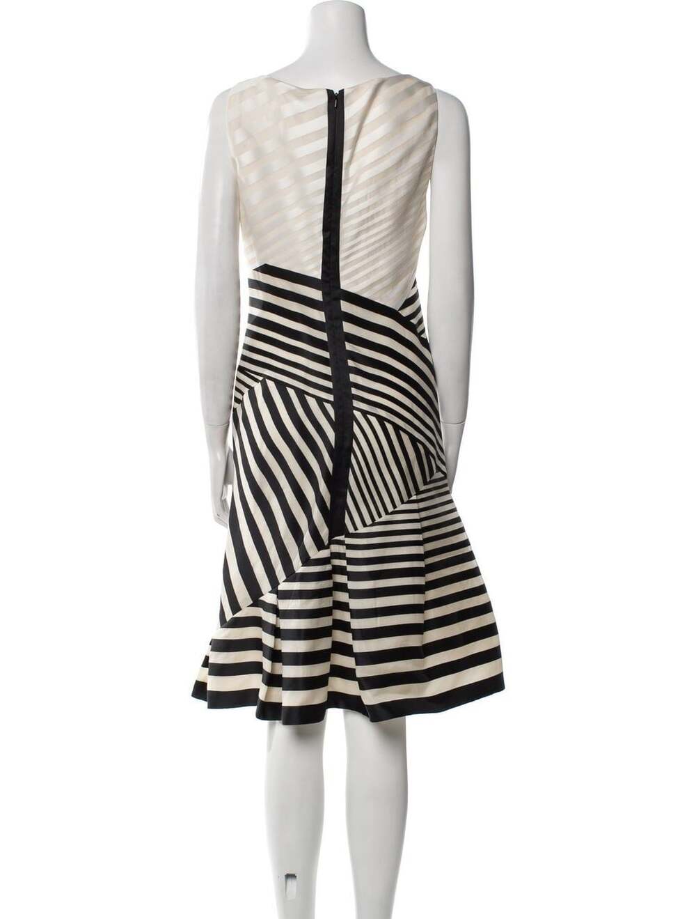J. Mendel Cream and Black Striped Asymmetrical Midi Dress size 6 - Picture 3 of 6